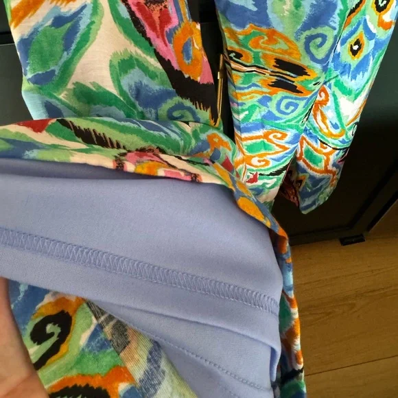 Caleooa Abstract Print Wide Leg Pants NWT Size L | Colorful Resort Palazzo Pant - Picture 6 of 7